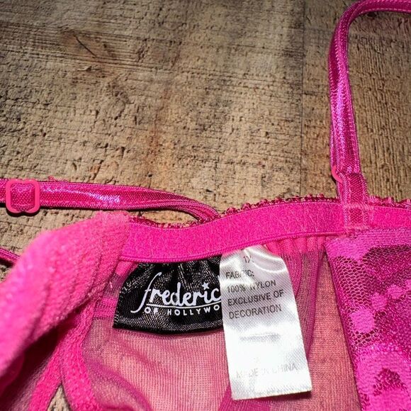 Fredericks of Hollywood pink sheer lace babydoll lingerie size 1X - Picture 9 of 11